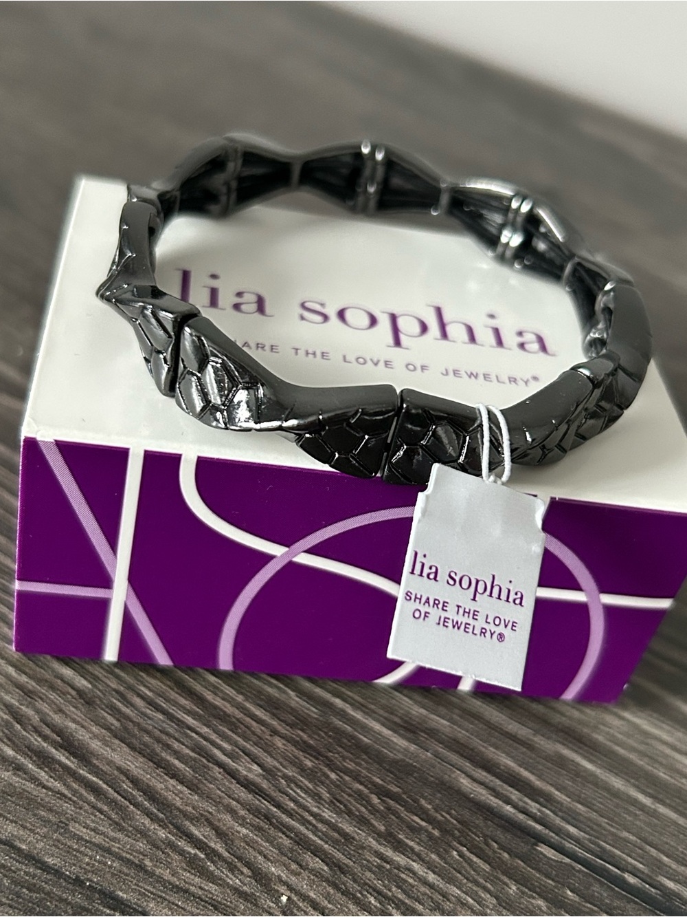 Lia Sophia Hematite Swivel Stretch Bracelet